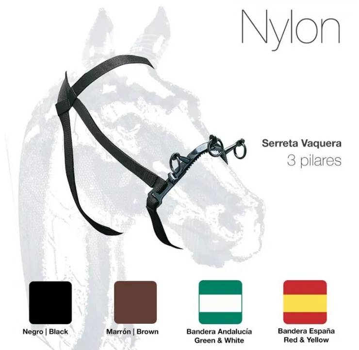 10349D44-AF60-44B8-B532-AB684482CFA2 CABEZADA SERRETA VAQUERA 3-pilares NYLON - Imagen 1