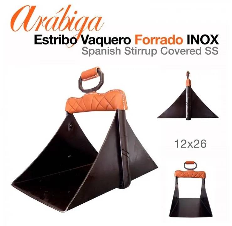 3733CC40-DFDA-49FF-83D5-42B0D0F301CA ESTRIBO VAQUERO ARÁBIGA FORRADO INOX 12x26 - Imagen 1