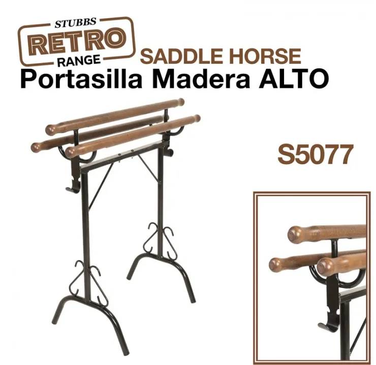 79AE7DBA-A353-4566-8A0E-D540A81AA4F6 PORTASILLA MADERA ALTO STUBBS RETRO SADDLE HORSE S5077 - Imagen 1