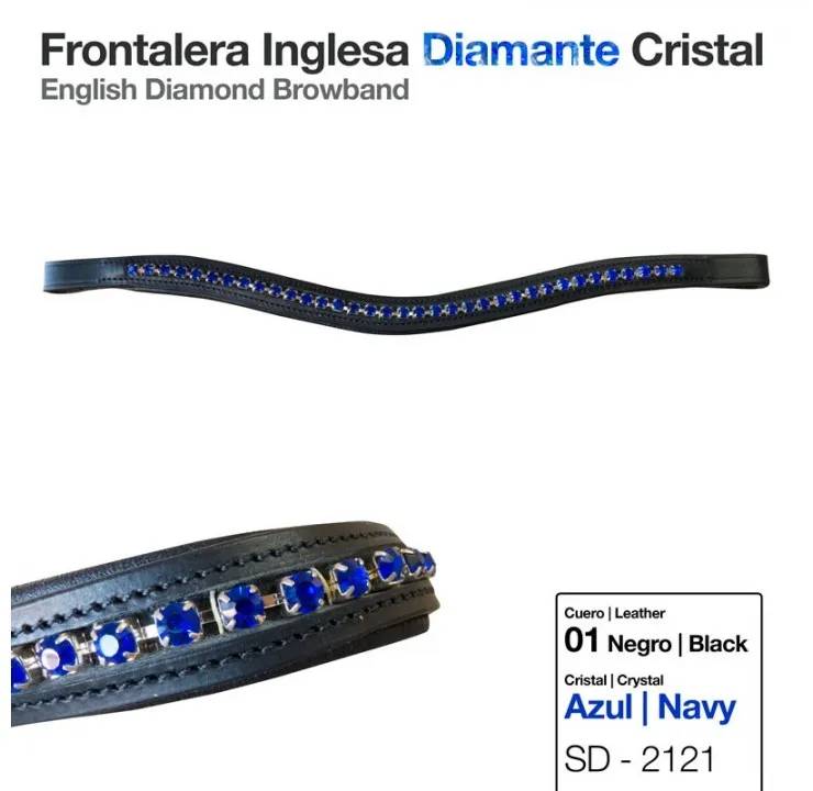 BEC952D7-36A4-424B-AC7F-03677216C6AE FRONTALERA INGLESA DIAMANTE CRISTAL AZUL NEGRO - Imagen 1
