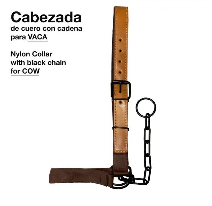 C487092F-76A3-4B60-8EB6-29454907F5CD CABEZADA P/VACA CON CADENA CC04 FULL MARRÓN Zaldi - Imagen 1