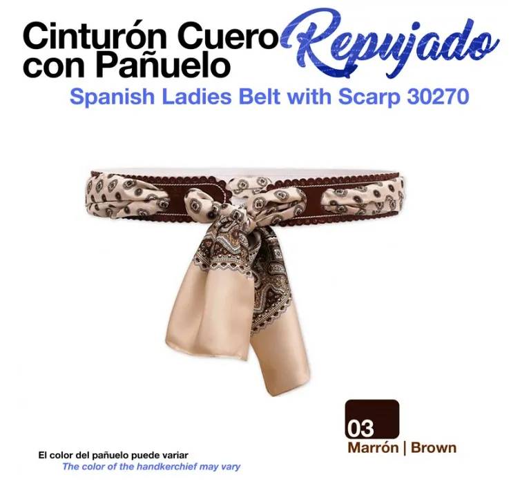 02F26D33-2F51-457A-BBA6-59CD8FC91E96 CINTURÓN CUERO REPUJADO C/PAÑUELO 30270 Zaldi - Imagen 1