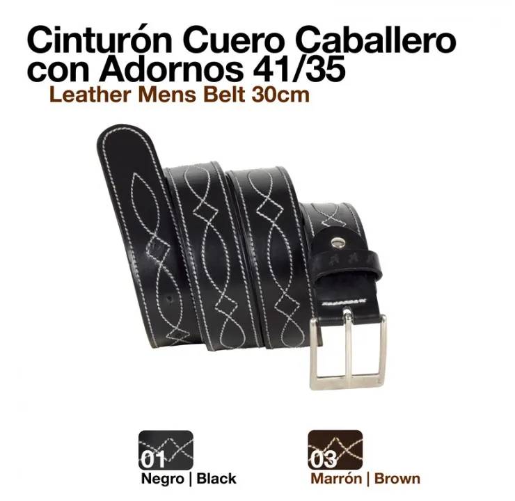13996E4F-3CC0-414C-ABF2-10A866B90DE1 CINTURÓN CUERO CABALLERO C/ADORNOS 41/35 Zaldi - Imagen 1