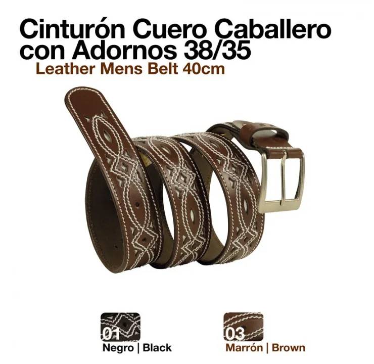 4E585C63-031D-4FC0-96D3-8077C443662C CINTURÓN CUERO CABALLERO C/ADORNOS 38/35 Zaldi - Imagen 1