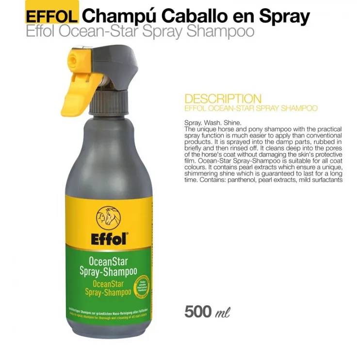 AEE9BDC4-5DC9-476A-9988-6E4D1EE55669 EFFOL CHAMPÚ CABALLO EN SPRAY OCEAN STAR 500ml - Imagen 1