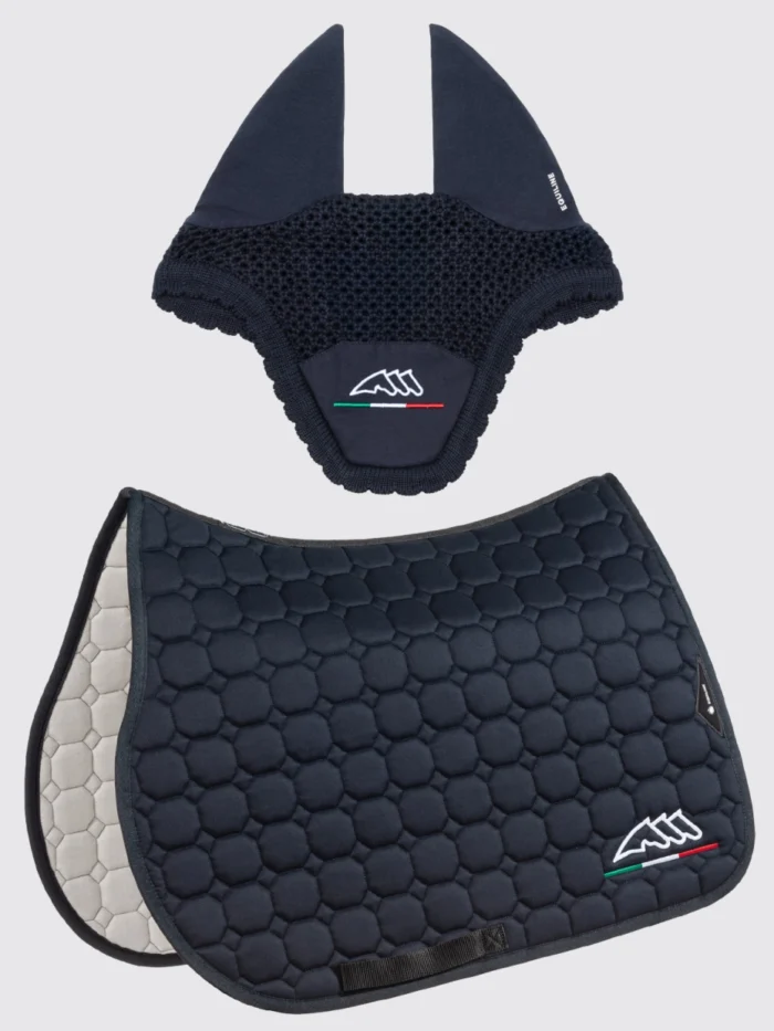 Conjunto Equiline Mantilla + Orejeras EQFLAGGY Azul Marino Salto - Imagen 1