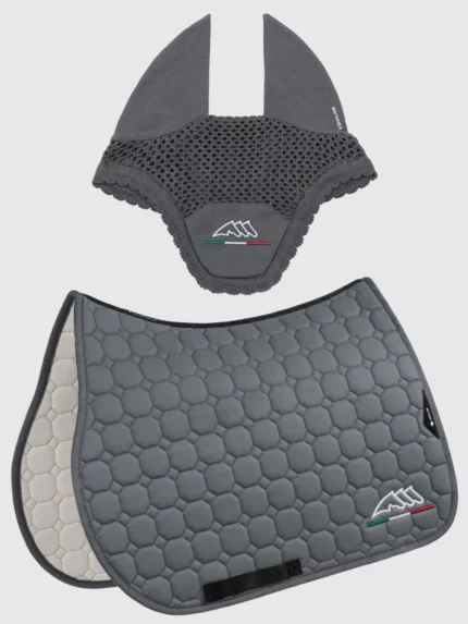 Conjunto Equiline Mantilla + Orejeras EQFLAGGY Gris Salto