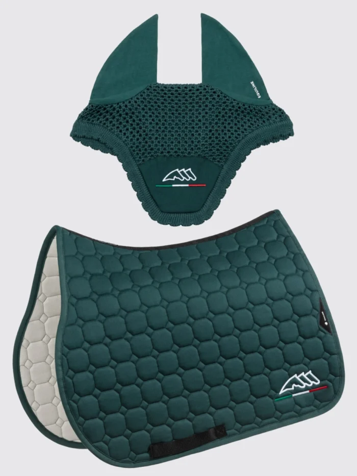 Conjunto Equiline Mantilla + Orejeras EQFLAGGY Verde Salto - Imagen 1