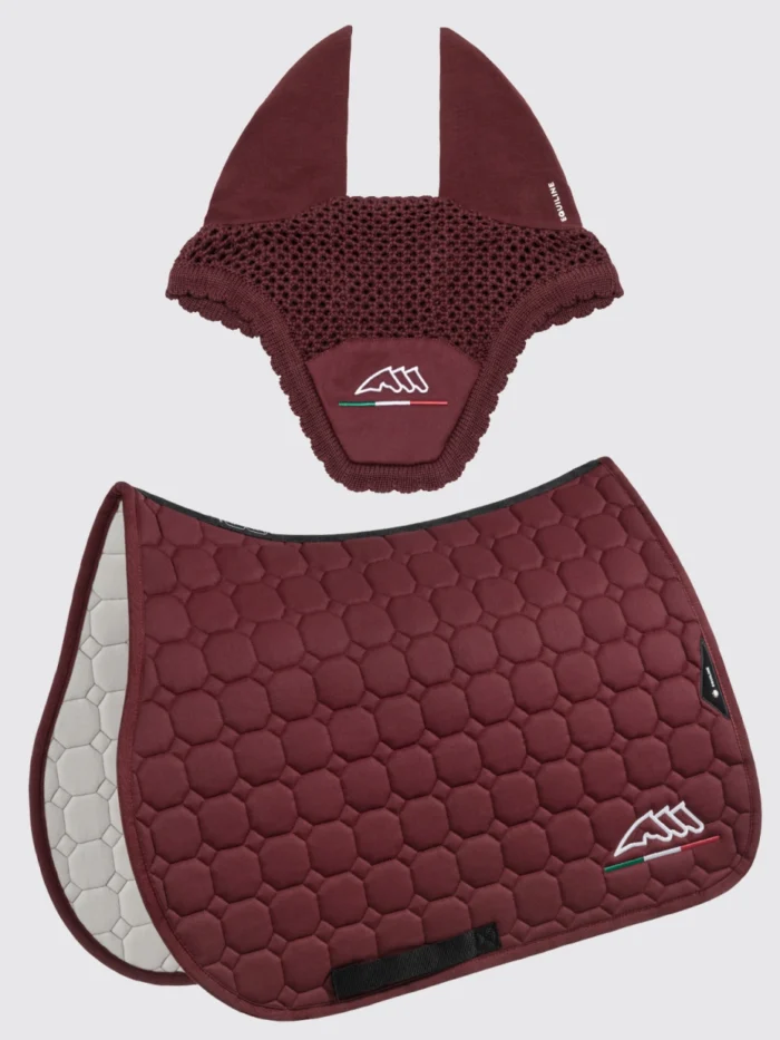 Conjunto Equiline Mantilla + Orejeras EQFLAGGY Burdeos Salto/Doma - Imagen 1